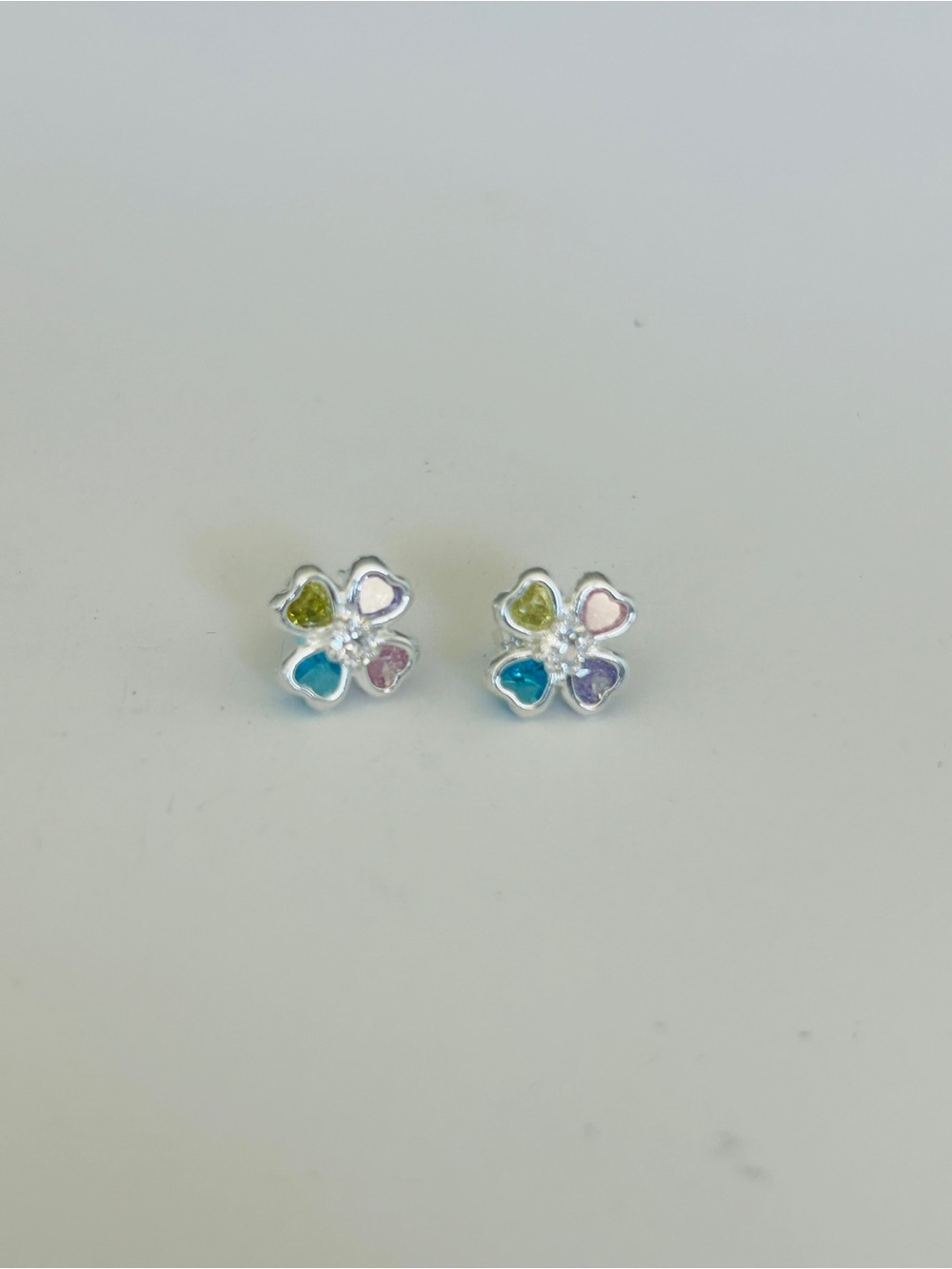 Taxco Mexico 925 Sterling Silver Multicolor Flower Stud Earrings 1 cm New